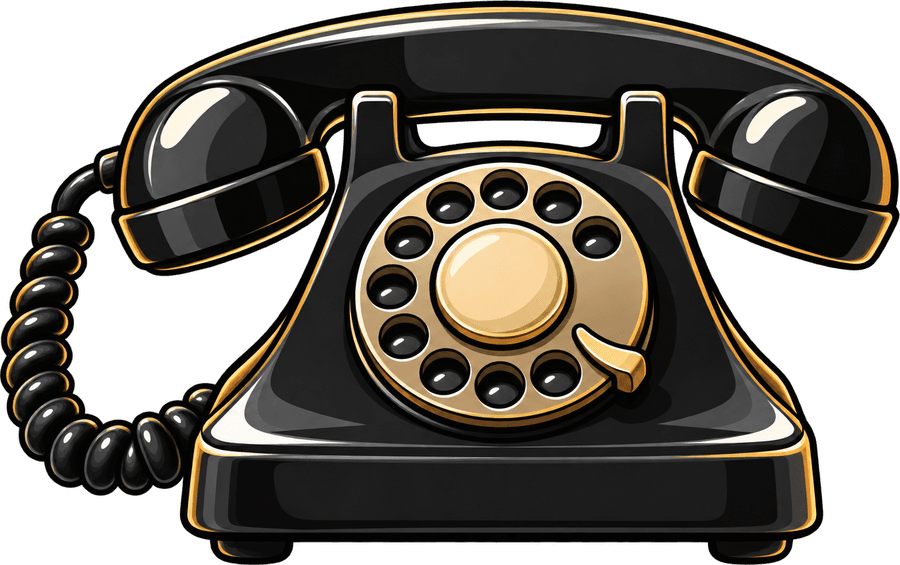 Illustration of a ringing rotary phone
